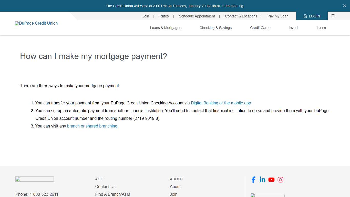 Making a Mortgage Payment - DuPage Credit Union