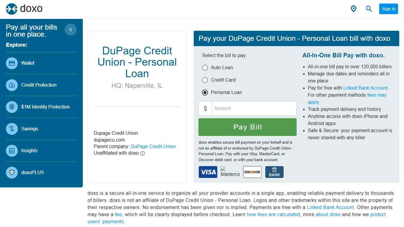 DuPage Credit Union - Personal Loan | Pay Your Bill Online with doxo