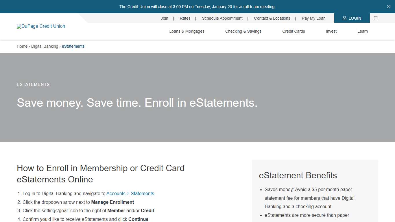 eStatements & Notices - Go Paperless | DuPage Credit Union